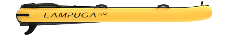 Żółta elektryczna deska surfingowa - Lampuga Air - rzut z boku